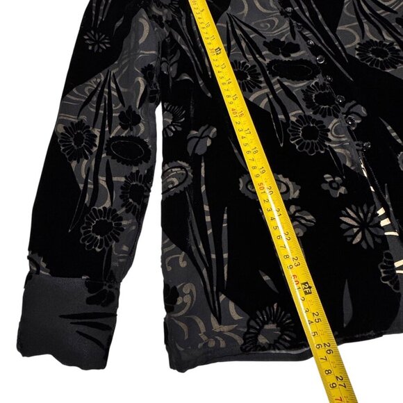 VTG Jones New York Burnout Velvet Blouse Top Sz.S Black Whimsigoth Gothic Witch - Picture 8 of 12